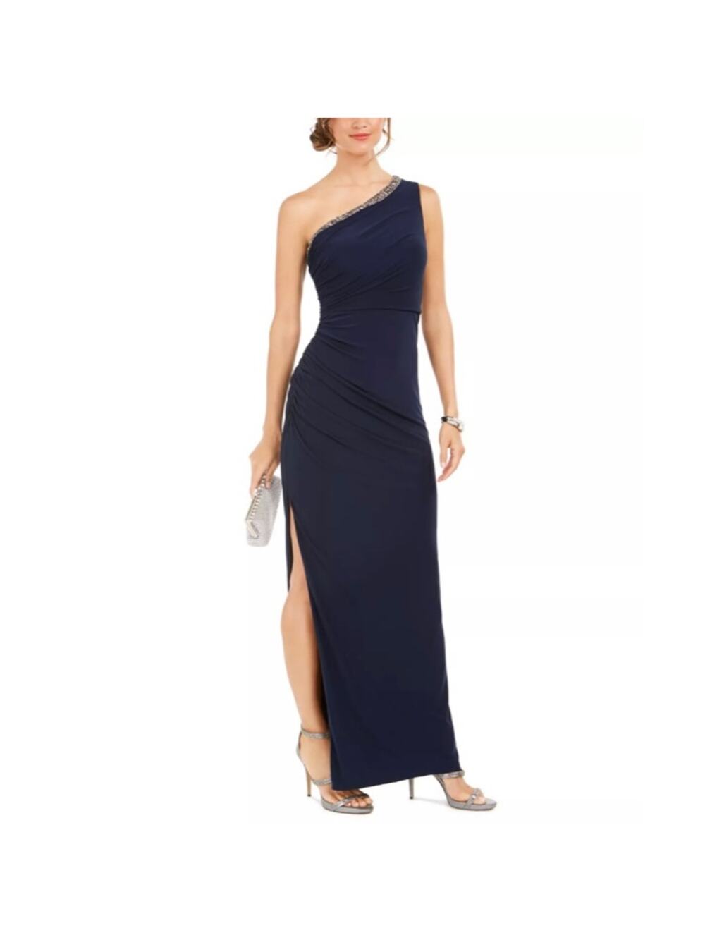 BOGO Adrianna Papell One-Shoulder Jersey Gown Nwot $189